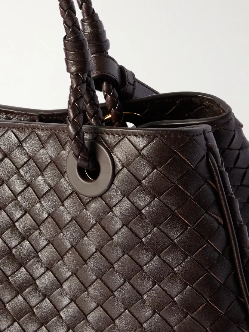 Средняя кожаная сумка-тоут Basket intrecciato BOTTEGA VENETA, коричневый — фото 4