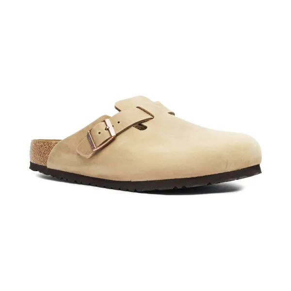 

Кожаные бостонские сандалии-мюли Birkenstock, бежевый