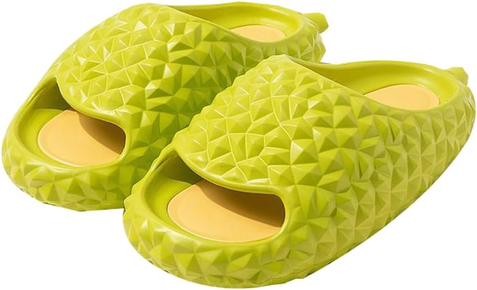 

Женские и мужские домашние тапочки Rungion с милым фруктовым дизайном, удобные, быстро сохнут, тапочки для душа с дурианом, нескользящие, для улицы, зеленый