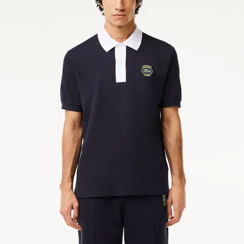 Футболка поло LACOSTE, мужская, морской синий/белый — фото 3