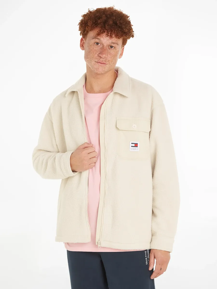 

Флисовая рубашка Tommy Jeans "TJM SOLID TEDDY OVERSHIRT", с нагрудным карманом, цвет Newsprint