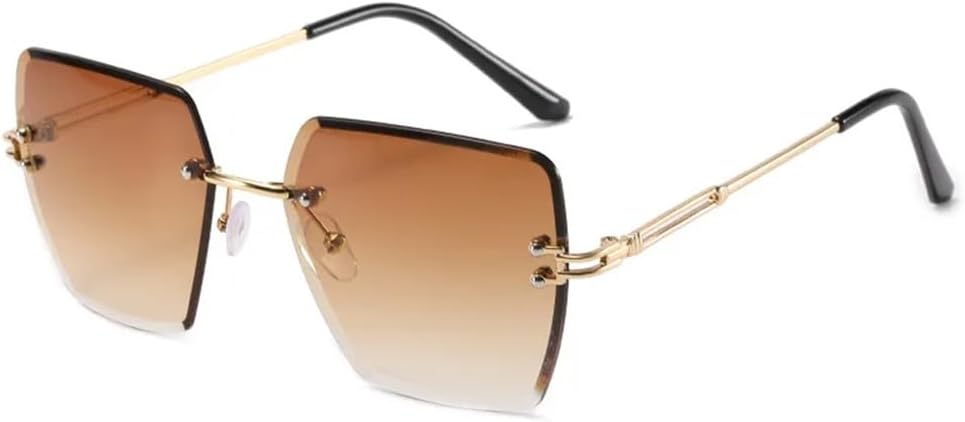 

Крупные безободковые солнцезащитные очки с градиентной окраской и защитой от УФ-излучения UV400 для женщин, подходят для занятий спортом на открытом воздухе, бега и езды на велосипеде generic, Gold Tea