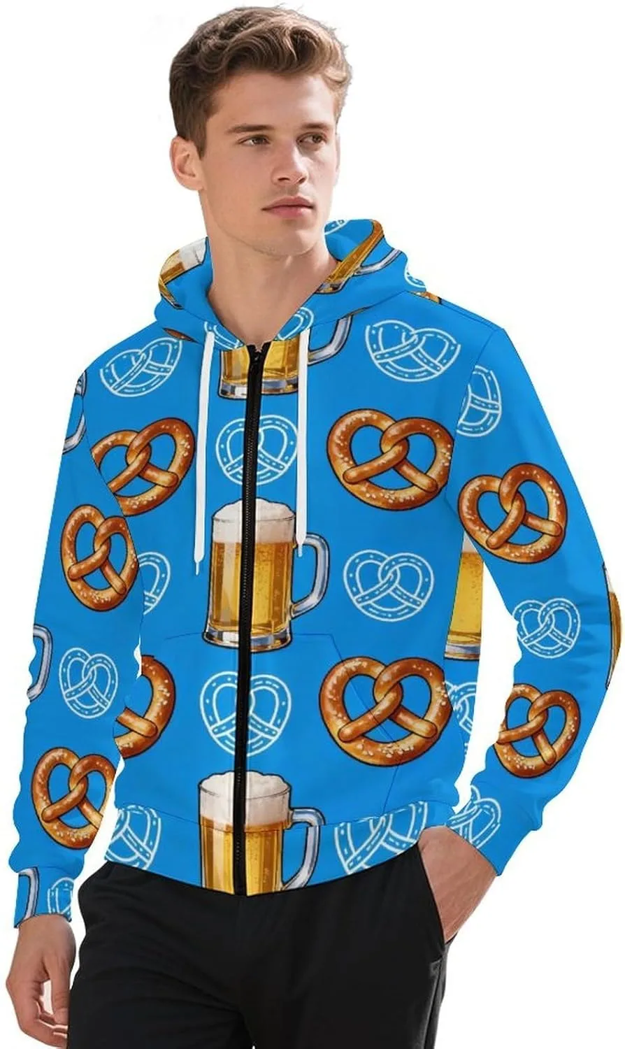 

Толстовка с капюшоном Full Zip для мужчин Beer Pretzel Lemon Slice Mug GemGam