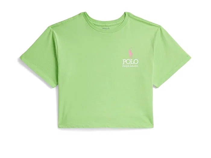 Футболка хлопковая Big Pony Logo Cotton Boxy Tee Polo Ralph Lauren Kids, Collection Lime