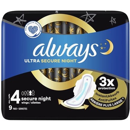 

9X Ультра Гигиенические Прокладки Secure Night с Крылышками Always