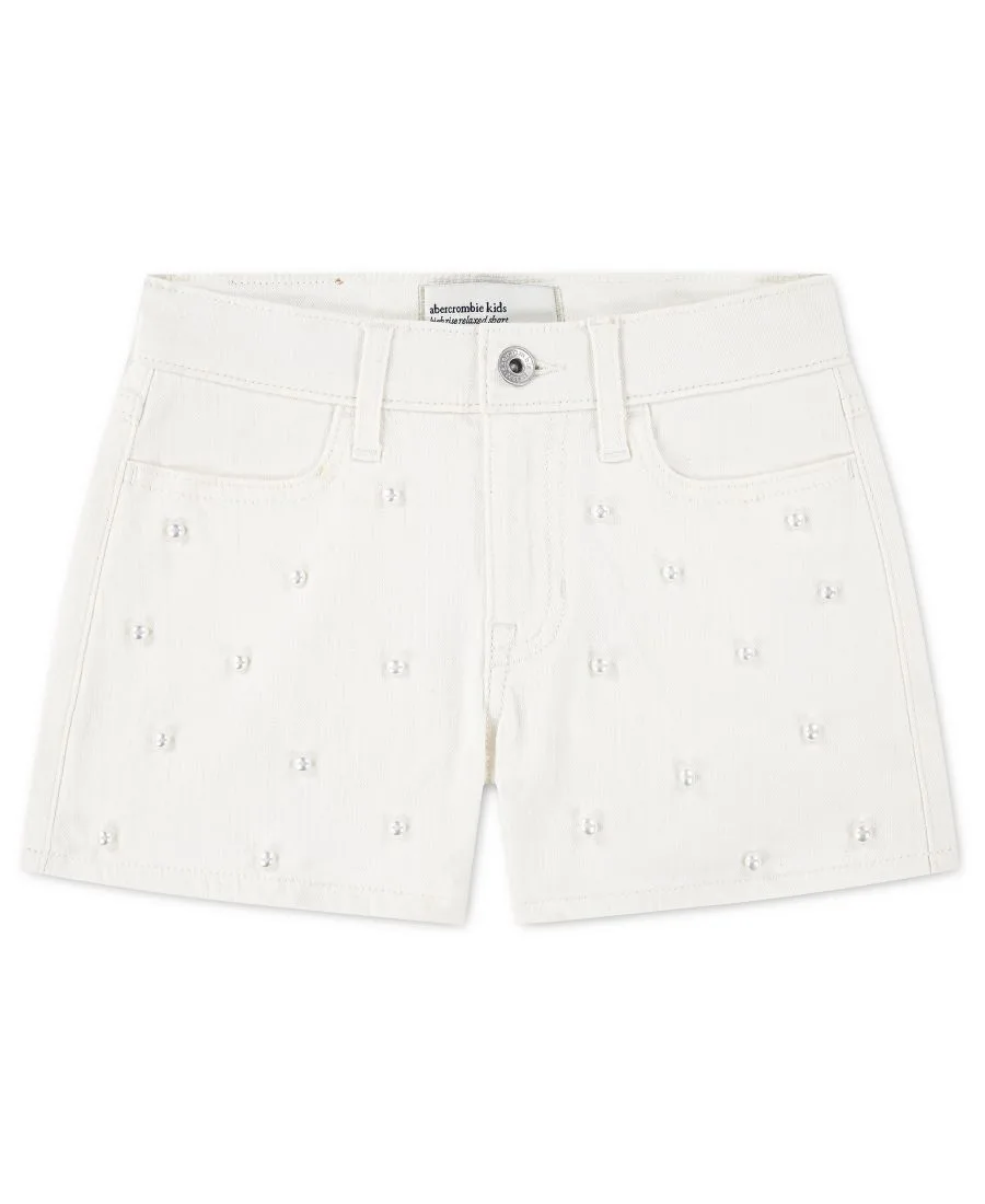 Детские шорты из саржи с карманами Abercrombie kids, белый