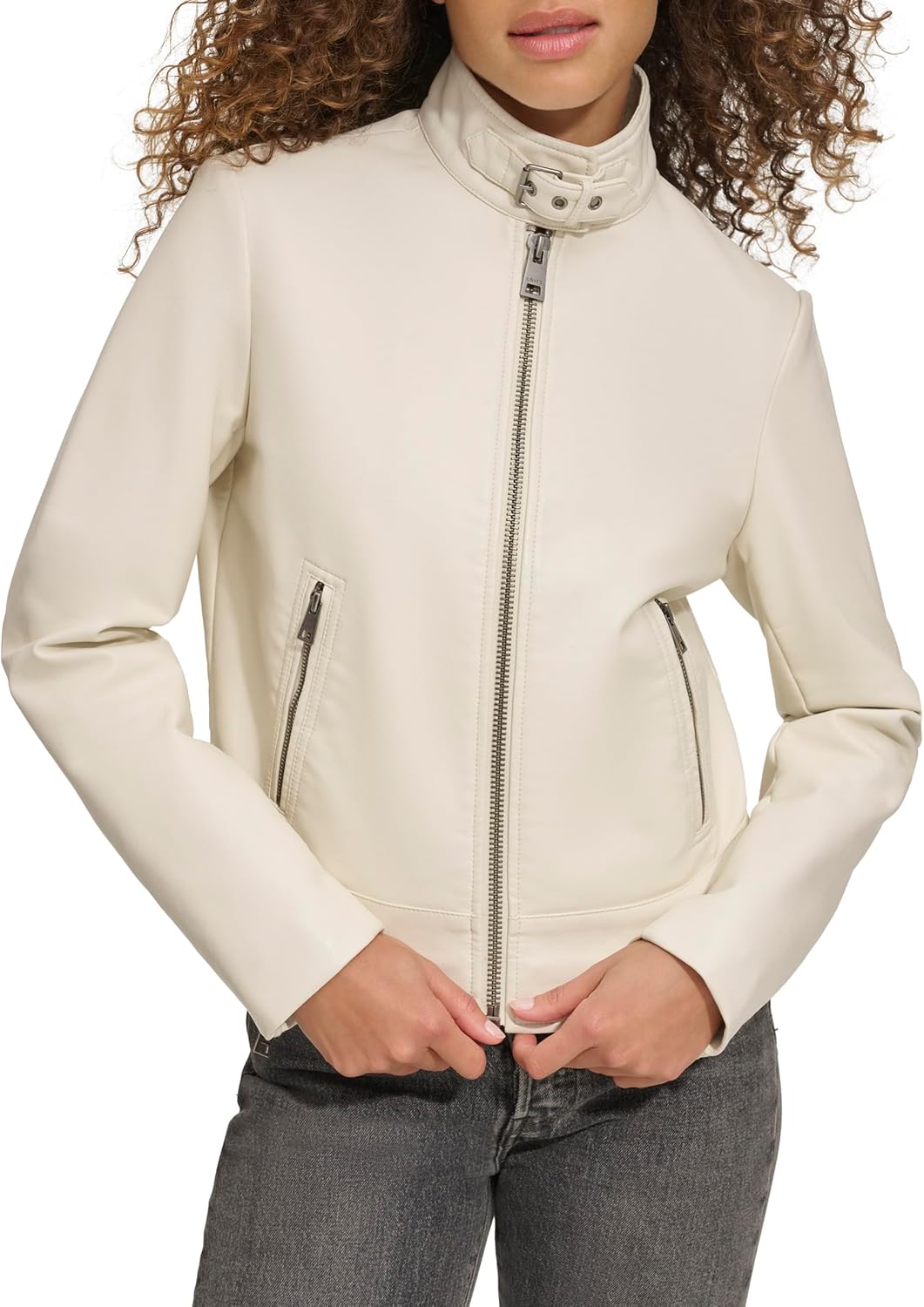 

Женская куртка Levi's в байкерском стиле из экокожи, устричный