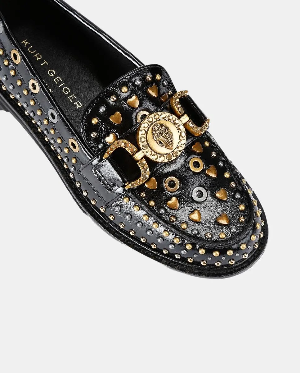 Женские лоферы Masion Stud из кожи с заклепками Kurt Geiger, черный — фото 4