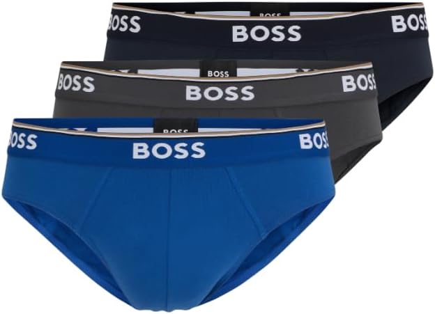 

BOSS Мужские трусы-слипы с логотипом, 3 шт, Navy/Charcoal/Blue