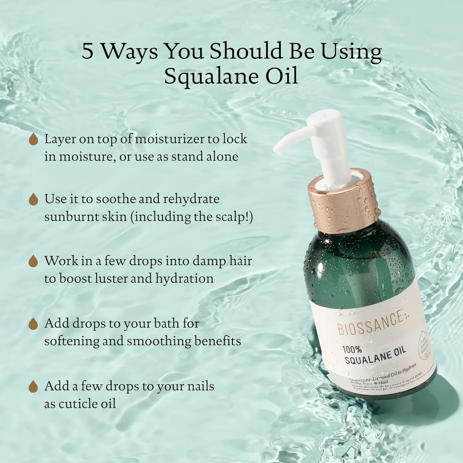 Масло для лица Biossance — % Squalane Oil - увлажняющее и тела, быстро впитывается, подходит для жирной кожи и, 100 мл — фото 2