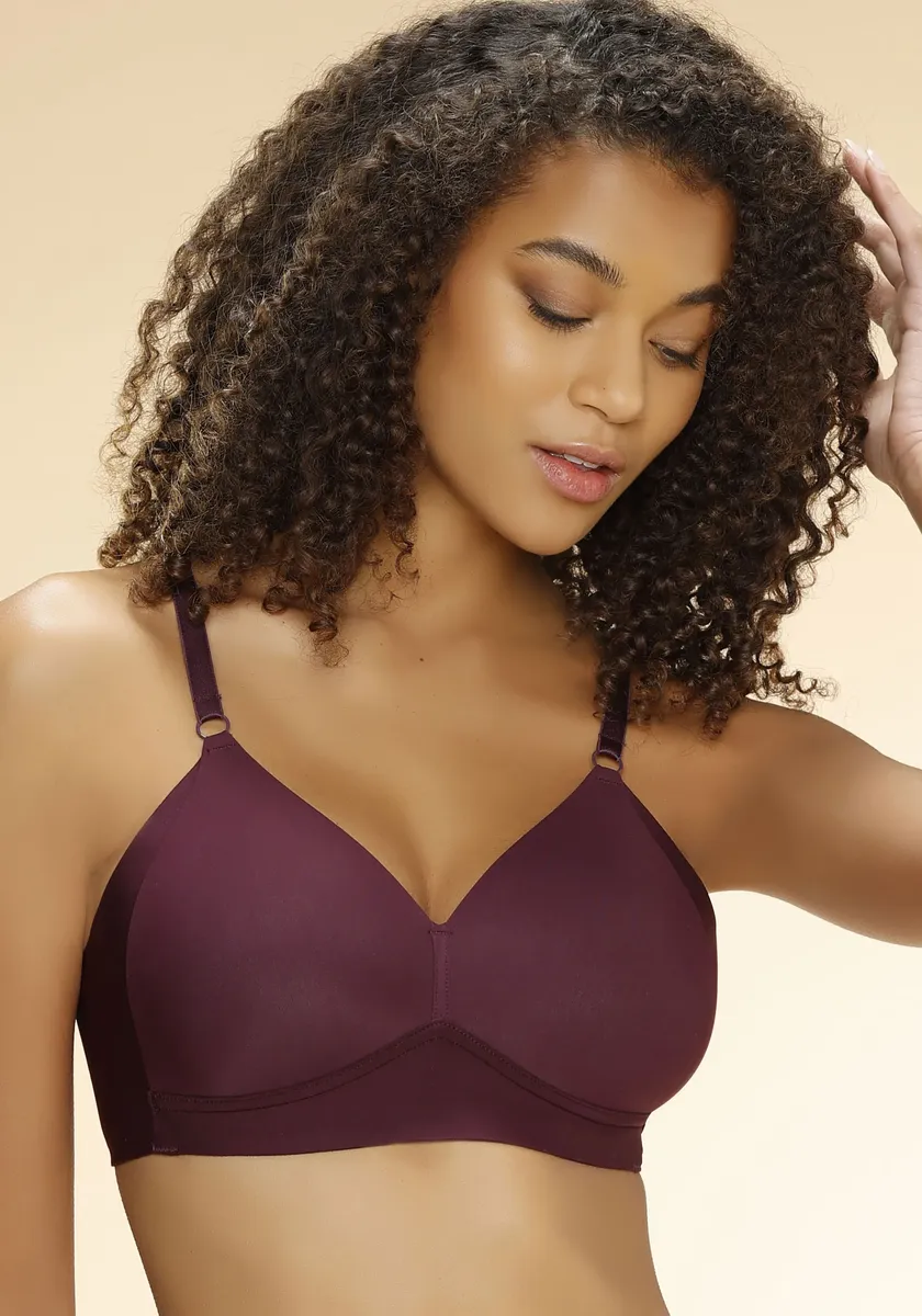 

Бюстгальтер с чашками Naturana "Side Smoother", чашка A-D, без косточек, с высокими, моделирующими боковыми частями, цвет Aubergine