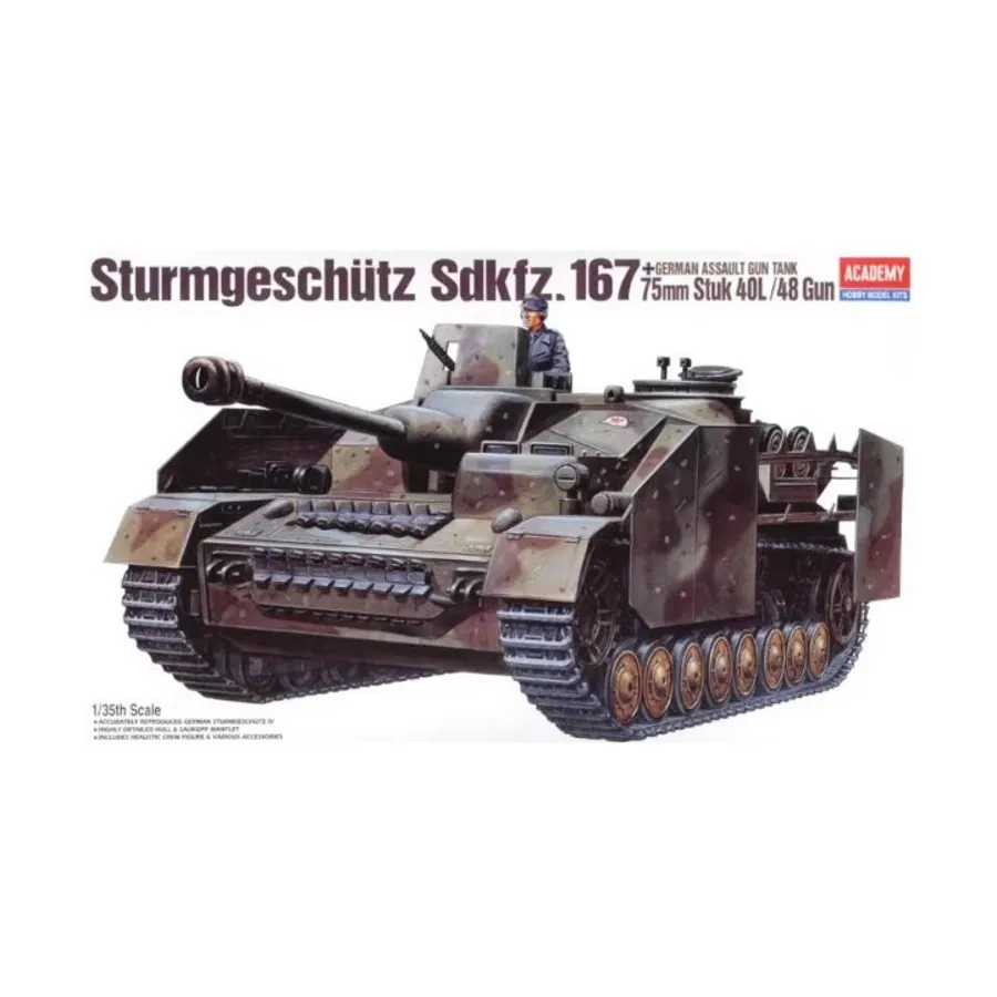 

Sturmgeschutz Sd.Kfz.167 75-мм пушка Stuk 40L/48 немецкая штурмовая пушка Танк, Military Model Kits (1:35) (Academy Hobby)