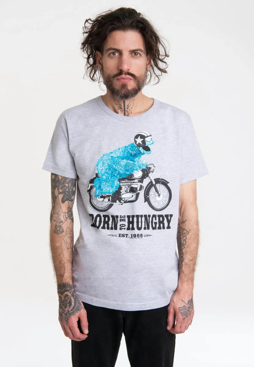 

Logoshirt-футболка "Улица Сезам - Мотоцикл Cookie Monster", с лицензионным принтом, цвет Grau-Meliert