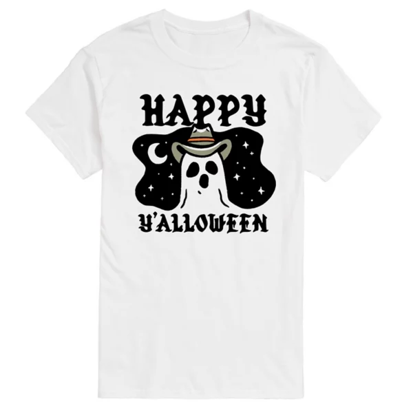 

Мужская футболка с принтом ковбоя-призрака Happy Y'alloween Licensed Character, белый