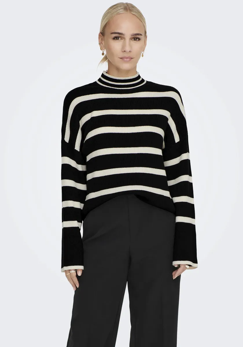 

Only свитер с воротником-стойкой "ONLIBI L/S HIGNECK PULLOVER", цвет Black Stripes