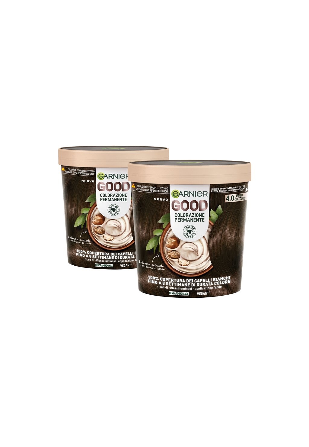 

Краска для волос GARNIER GOOD COLORAZIONE PERMANENTE SENZA AMMONIACA, 90% DI ORIGINE NATURALE, 2 PACK Garnier, коричневый