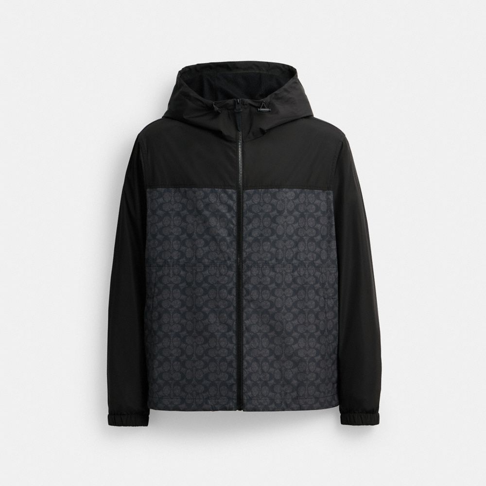 

Ветровка Coach Signature Full Zip Windbreaker In Recycled Polyester, цвет Charcoal Signature