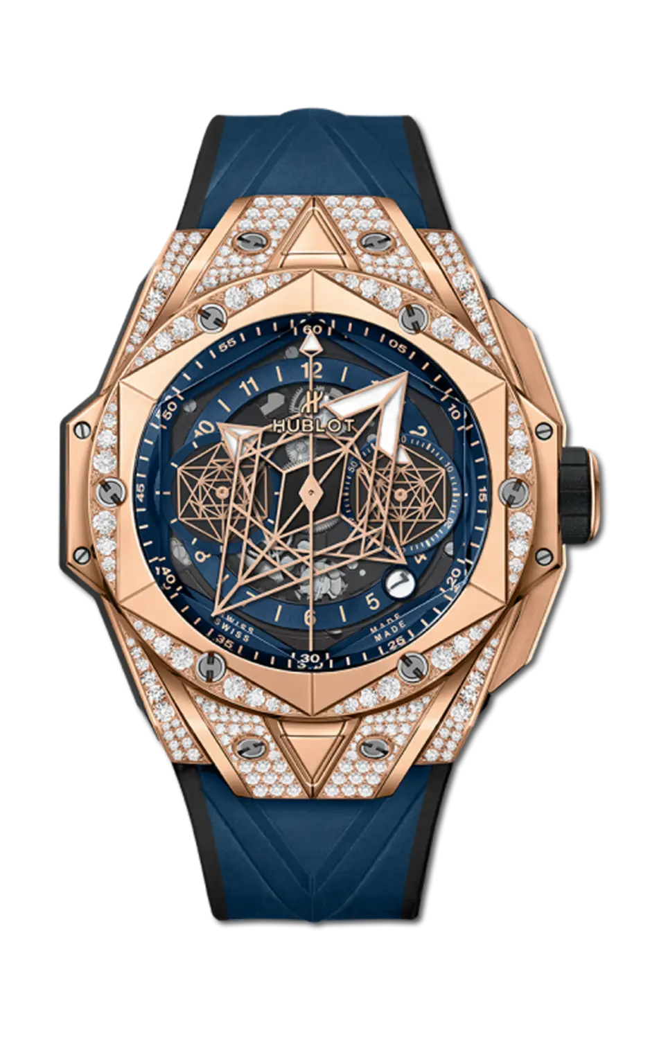 

Часы big bang unico sang bleu ii king gold blue pavé 45 мм Hublot