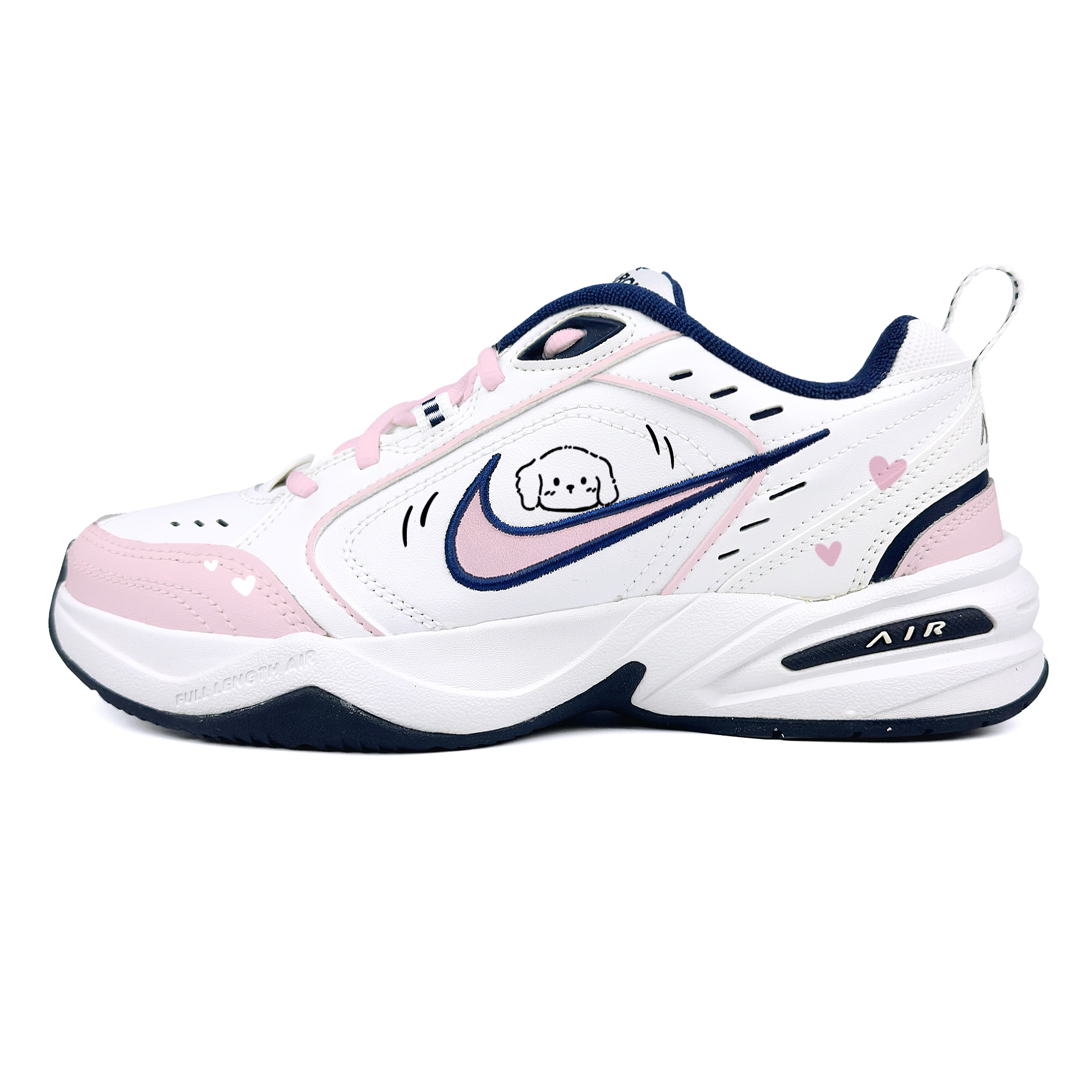 Air Monarch 4 Steam Rose, Heart Puppy устойчивые к истиранию низкие массивные кроссовки Unisex розовый Nike, белый