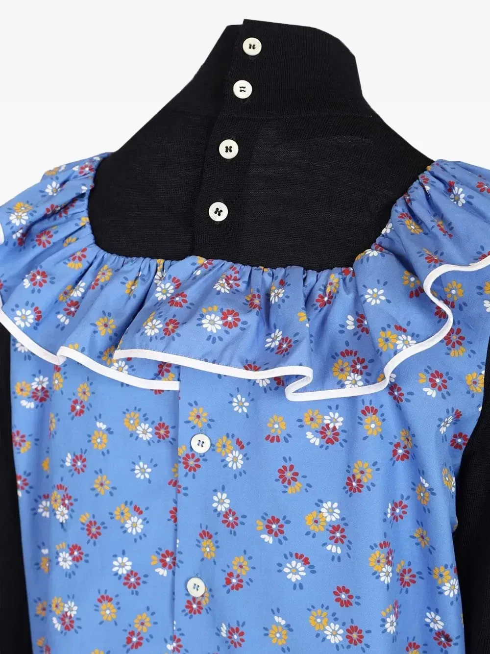 Топ с цветочным принтом и оборками Miu Miu, синий — фото 4