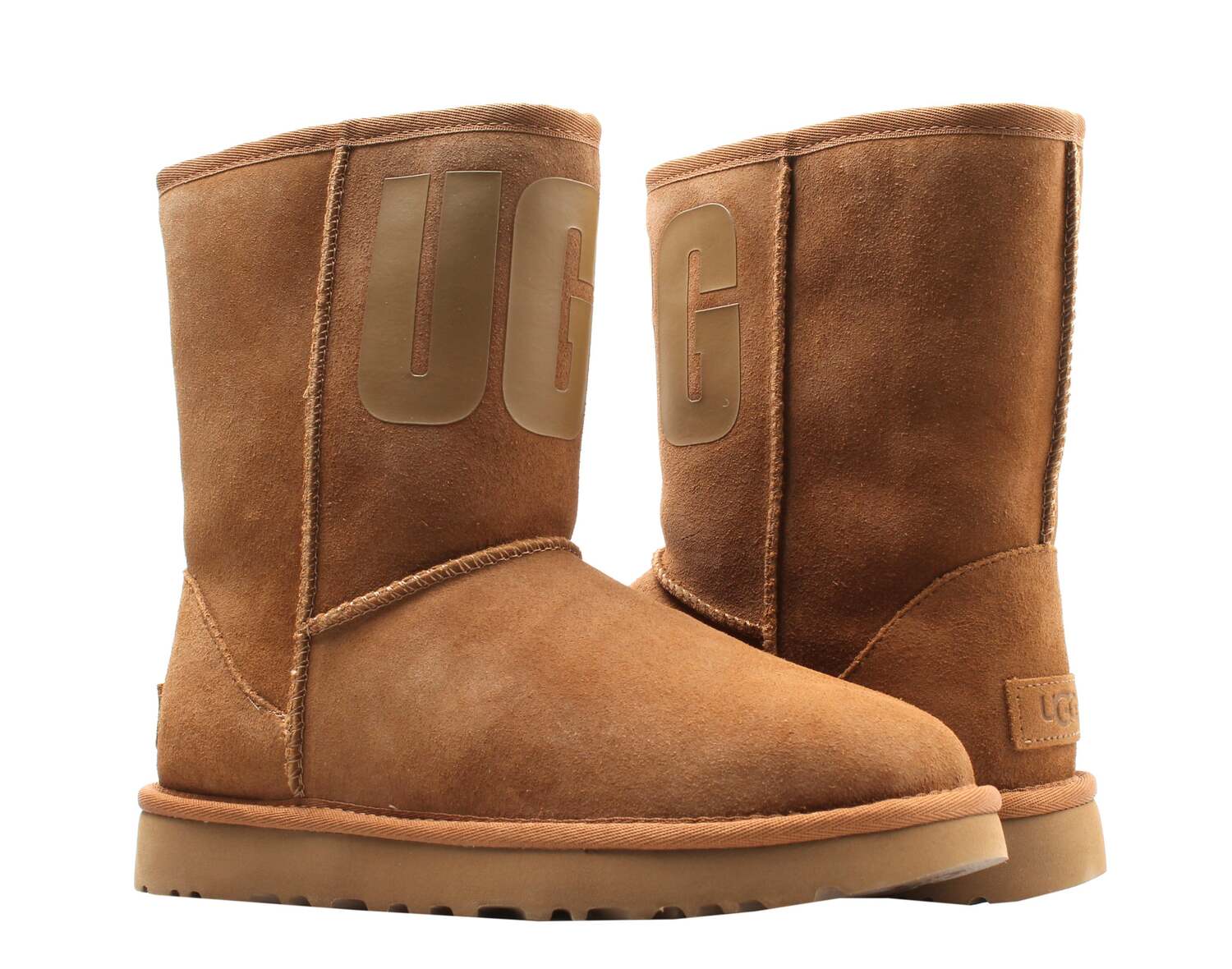 UGG Australia Classic Short UGG Rubber Logo Chestnut Женские сапоги, коричневый