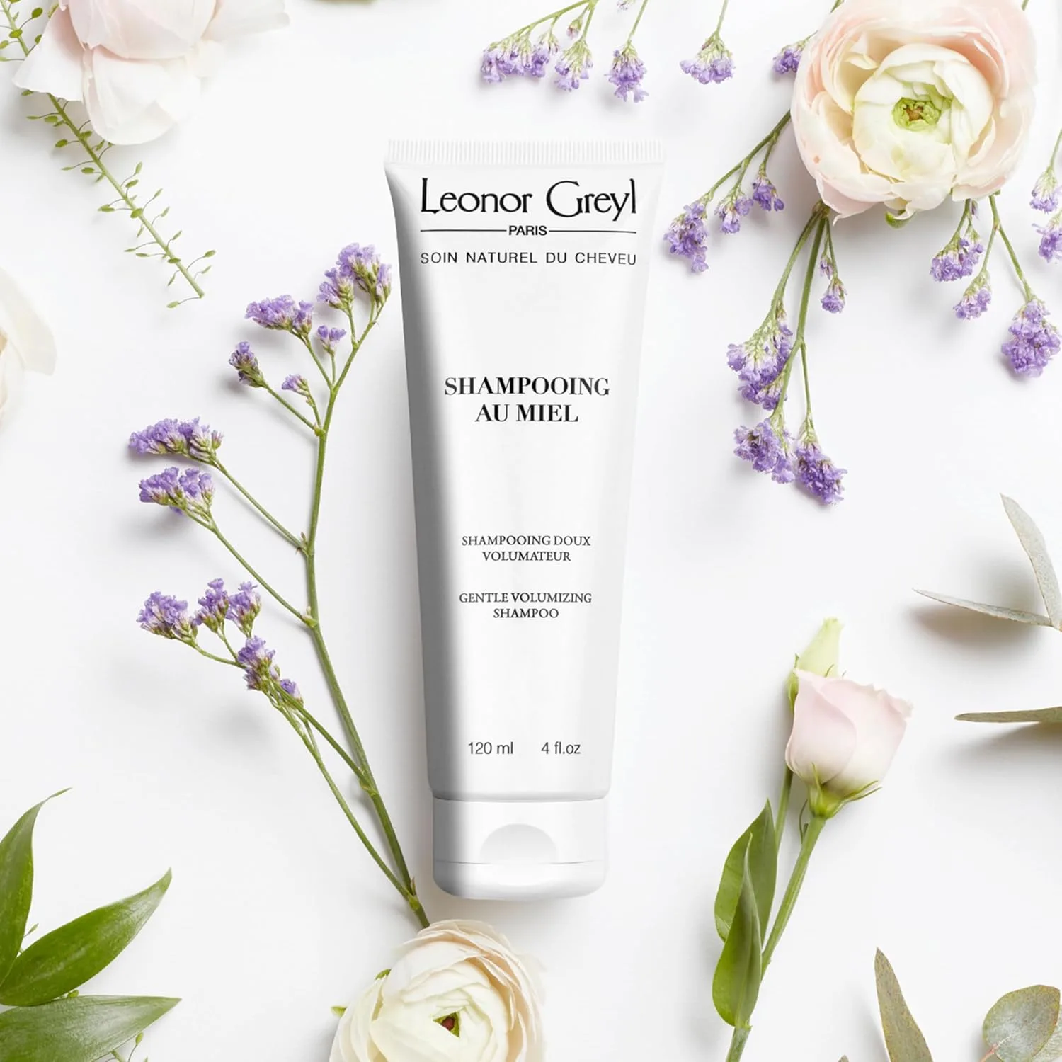 Шампунь для объема Leonor Greyl Gentle Volumizing Honey с медом, 96% натуральных ингредиентов, экстрактами лавандового меда и французской розы, 118 мл — фото 2