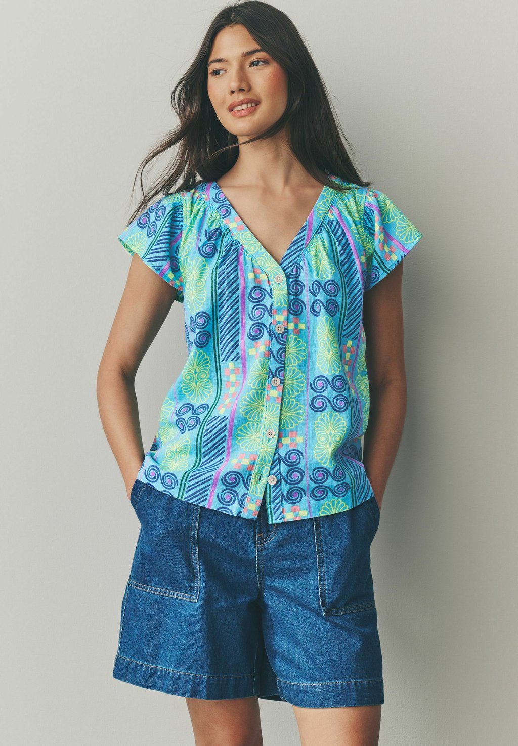 

Блуза REGULAR FIT RUFFLE SLEEVE Next, синий