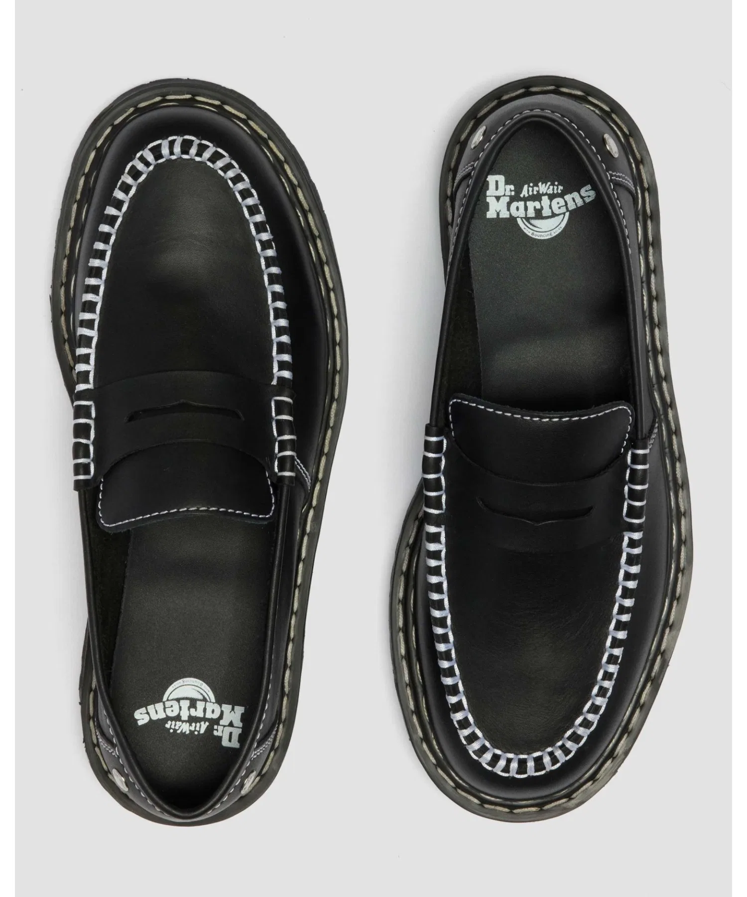 Унисекс лоферы Dr. Martens PENTON BEX из натуральной кожи с белой строчкой чёрные — фото 2