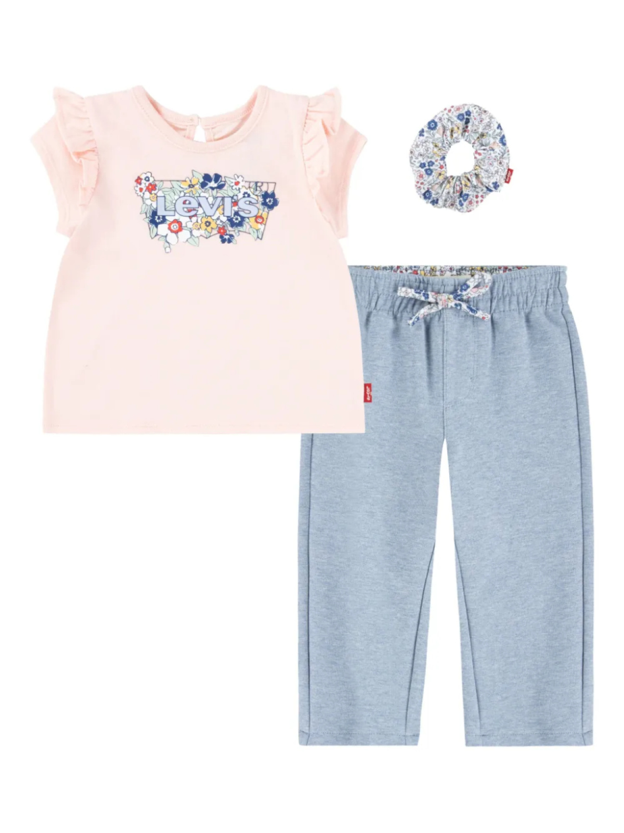 

Комплект из футболки с цветочным принтом и спортивных брюк Levi's Kids, розовый