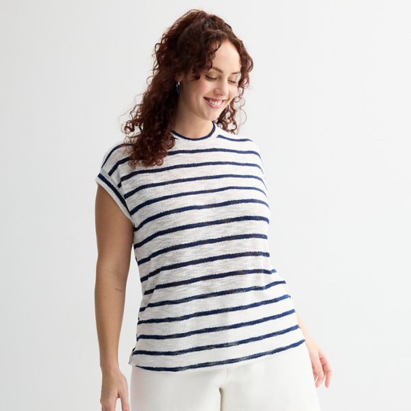 

Мужская вязаная майка с открытой вязкой больших размеров Sonoma Goods For Life, цвет neutral navy stripe