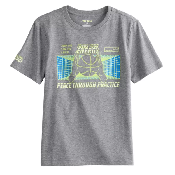 

Футболка с принтом для мальчиков 8-20 лет, обычная и свободная Tek Gear, цвет grey bball