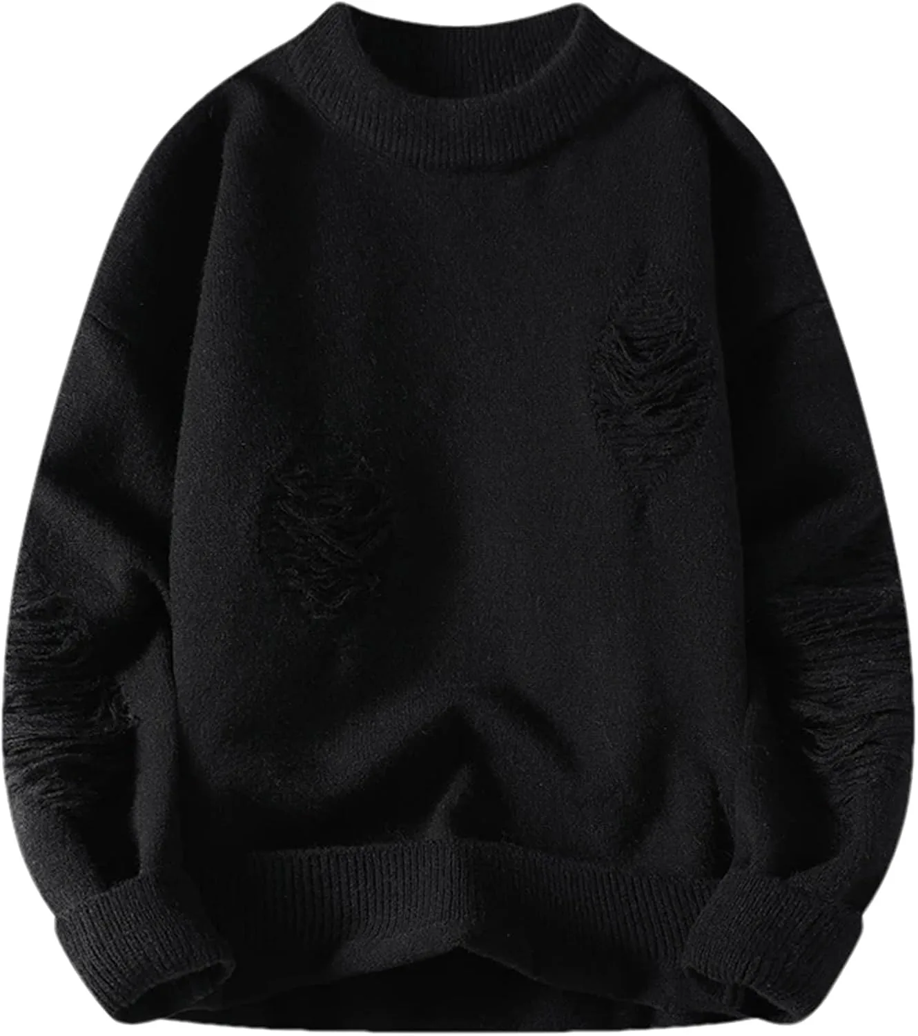 

Мужской свитер осень-зима вязаный рваный пуловер с круглым вырезом OWEIEYEU