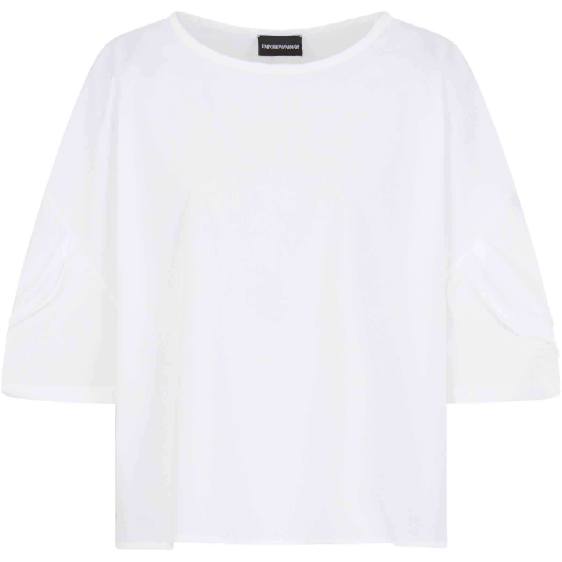 

Блузка из поплина с закрученными рукавами EMPORIO ARMANI, белый