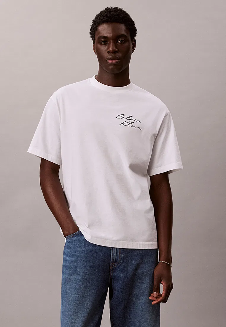 Футболка, свободный крой, Calvin Klein Jeans, ярко-белый