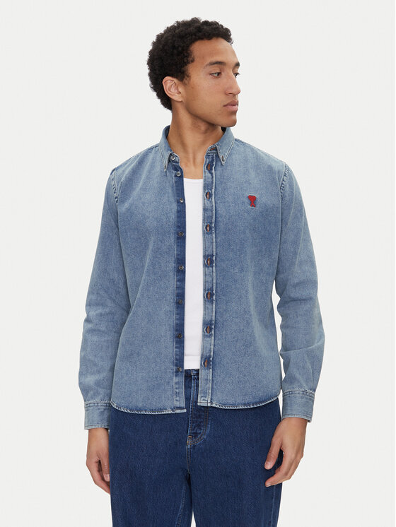 

Джинсовая рубашка regular fit USH063.DE0056 Ami Paris, синий