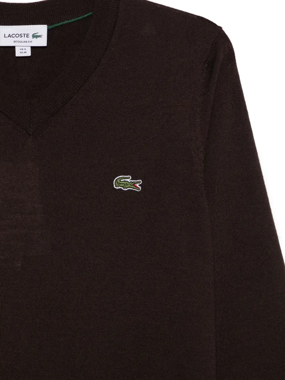 Свитер с V-образным вырезом и нашивкой-логотипом Lacoste, коричневый — фото 3