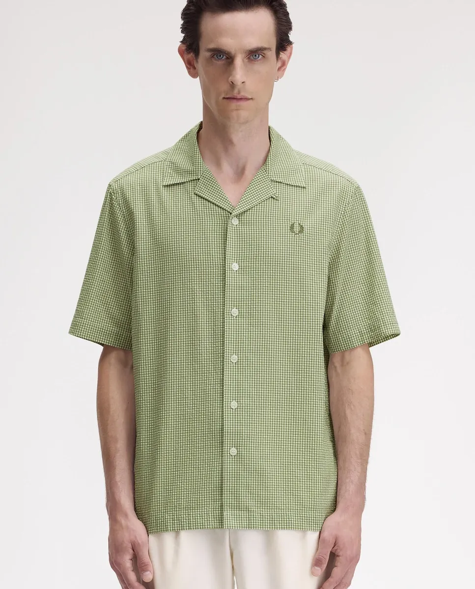 

Мужская рубашка с коротким рукавом в клетку Fred Perry, зеленый