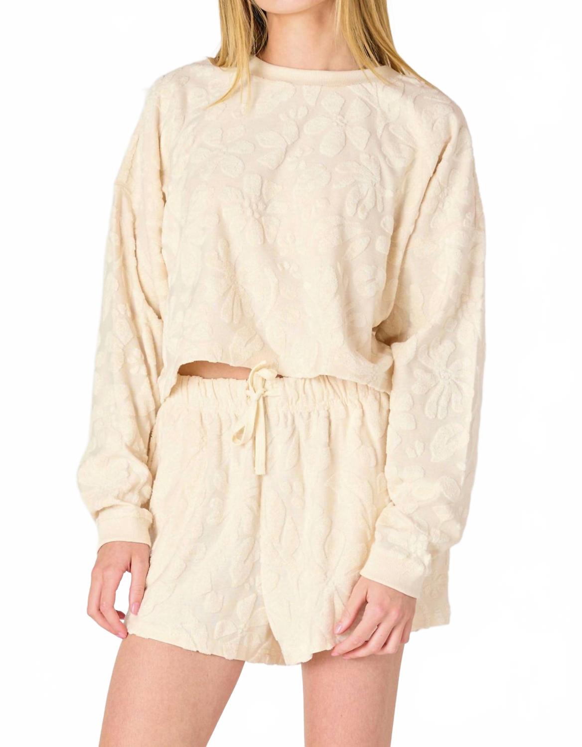 

Узорчатый топ для отдыха в кремовом цвете Dex Clothing