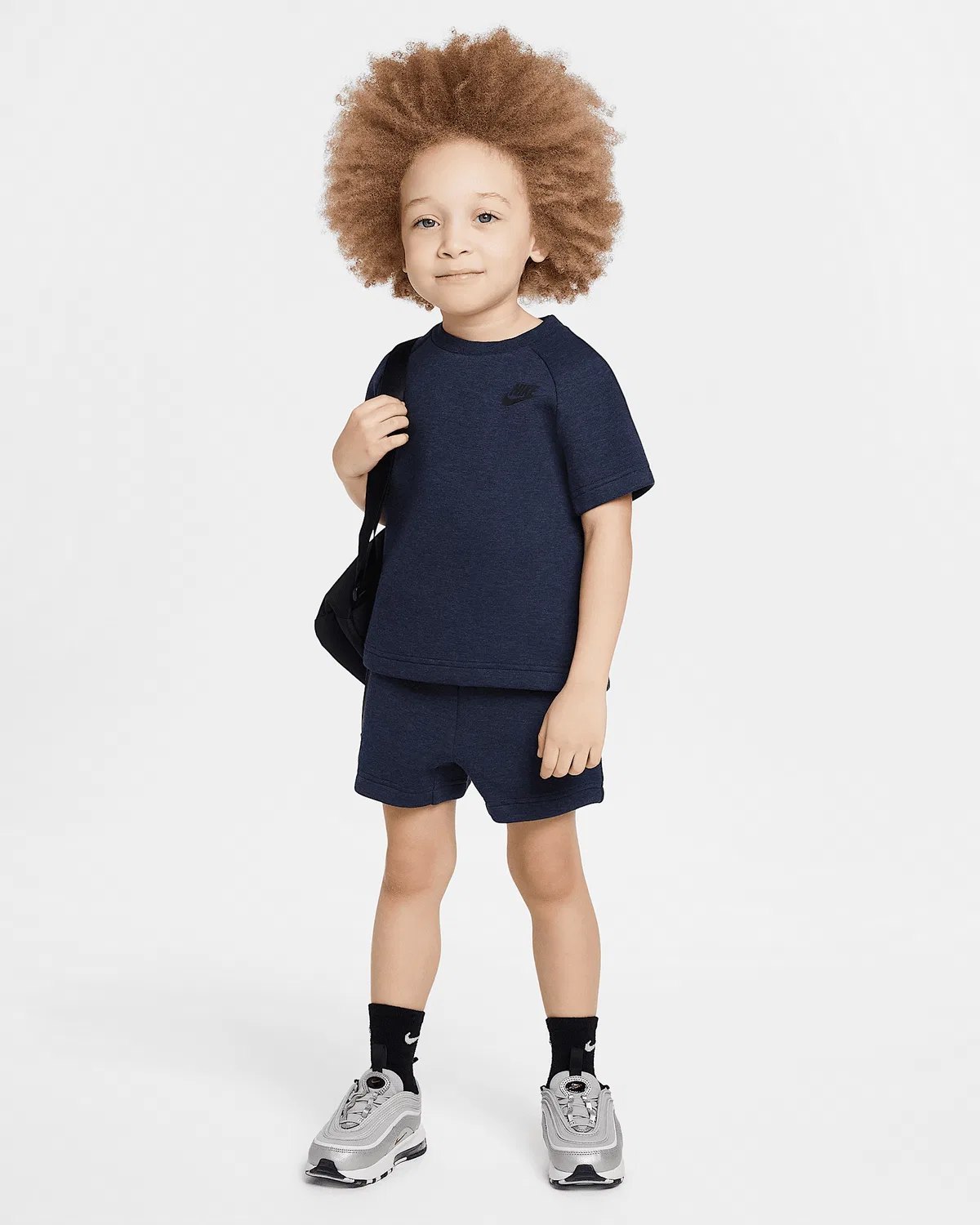 Детский комплект Tech Fleece из футболки и шорт Nike, Obsidian Heather