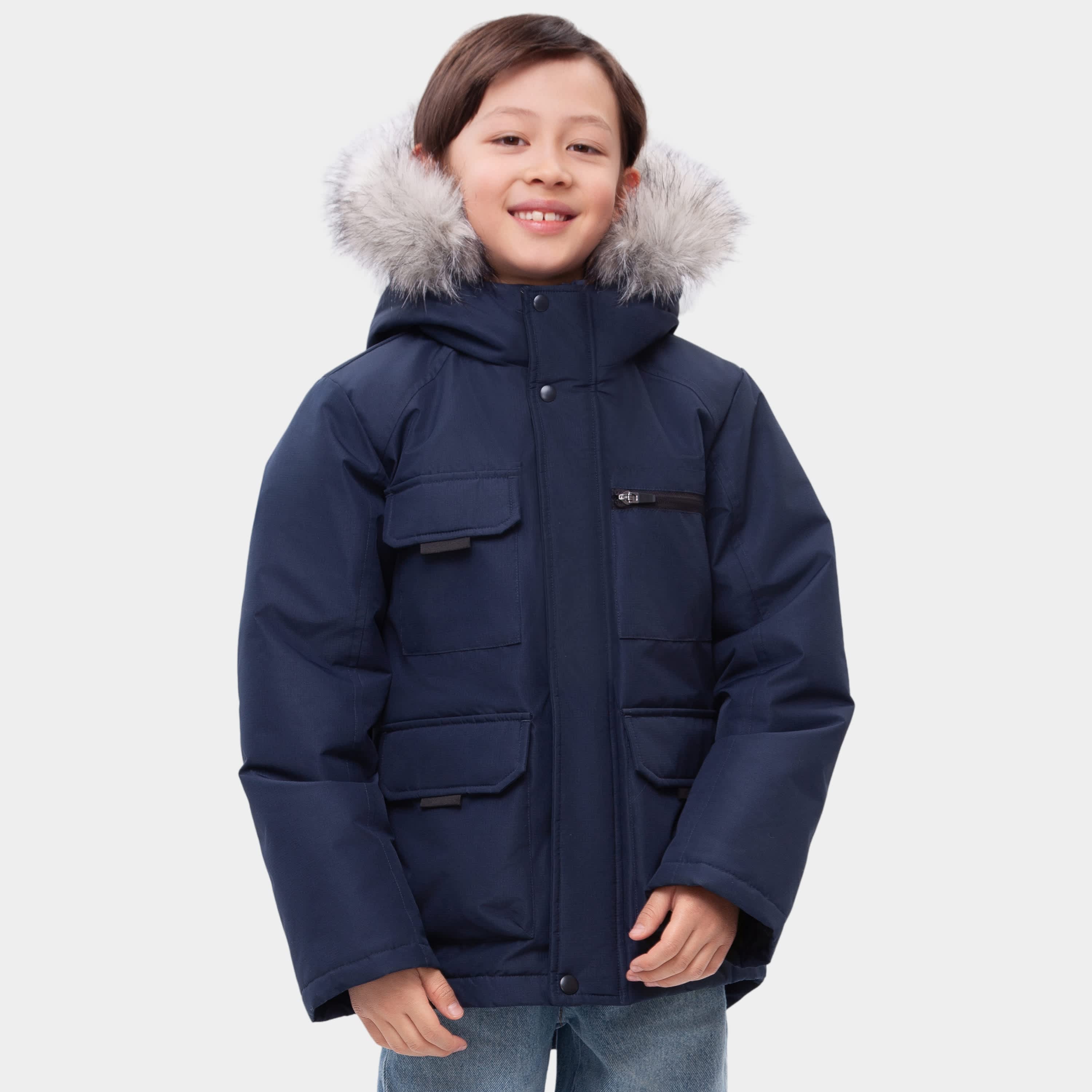 

Детская парка Rokka&Rolla из рипстопа с капюшоном, на флисовой подкладке, зимнее пальто, темно-синий