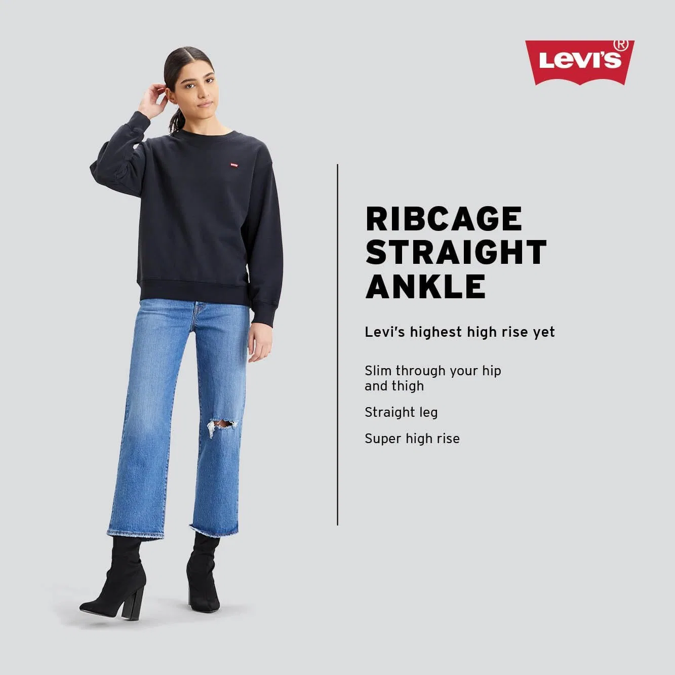 Женские джинсы Levi's Ribcage Straight Ankle Zip Jeans (новые), Safari — фото 4