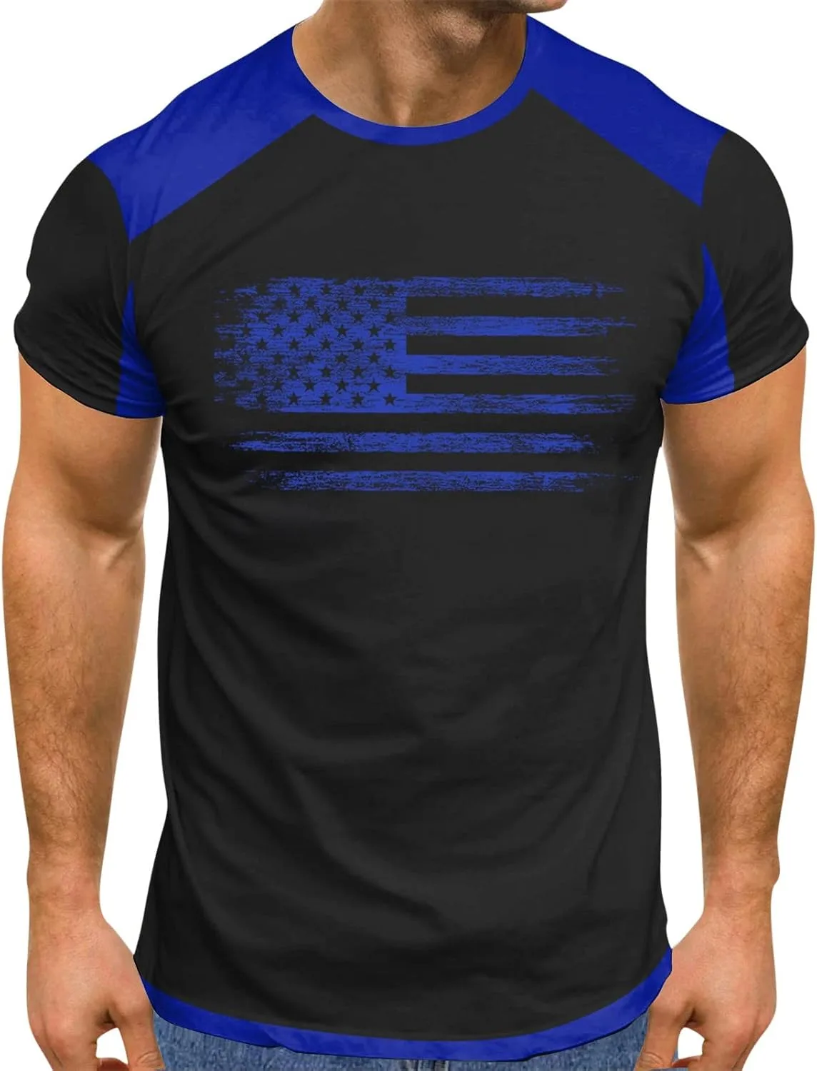 

Мужская футболка Casual с коротким рукавом и патриотичным принтом xoxingysm