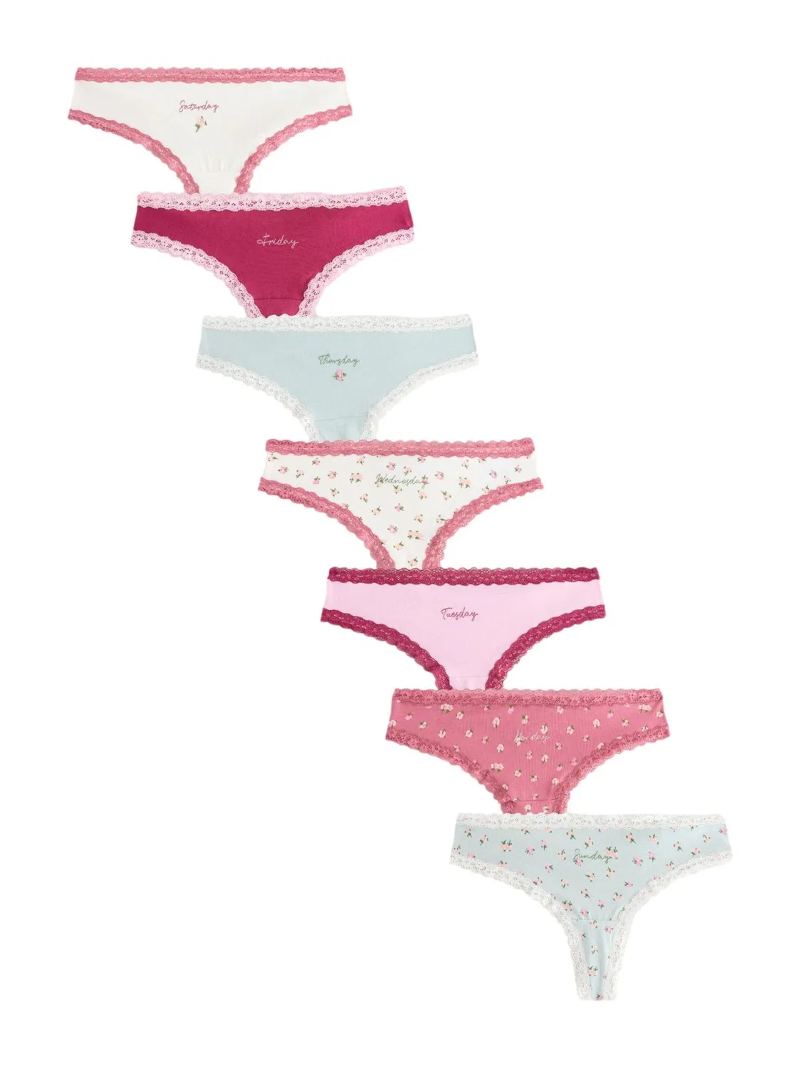 Трусики-стринги Next в светло-голубом, розовом и белом цветах