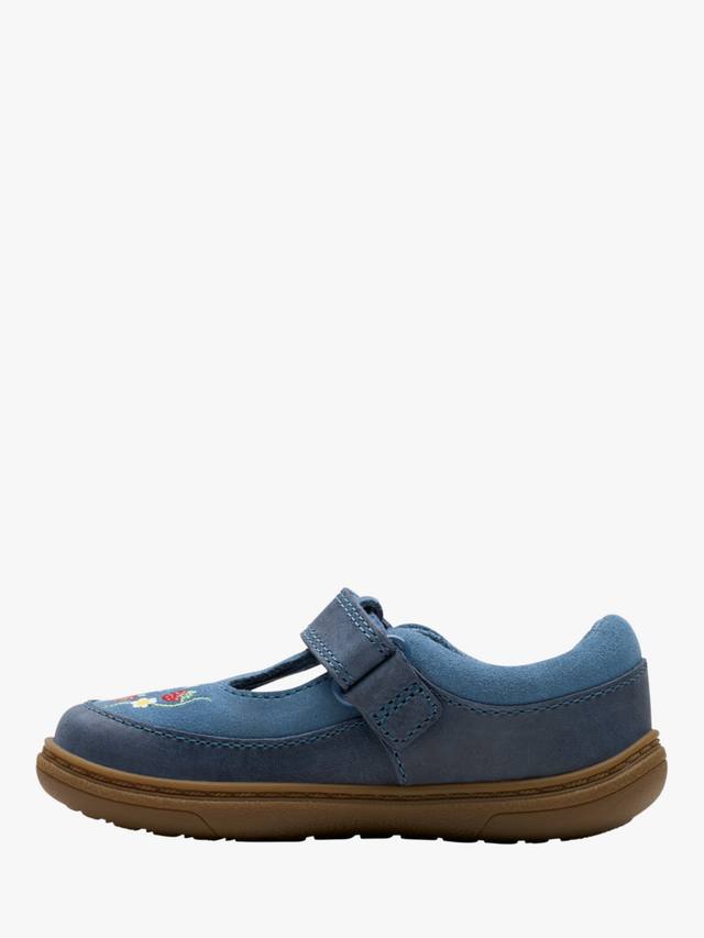 Ботиночки Clarks Baby Flash Grow First Steps T-Bar, кожаные, синие — фото 2