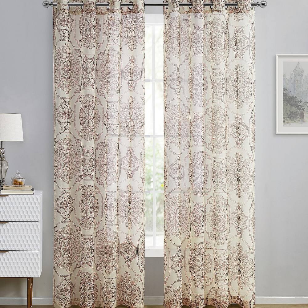 

VCNY Home Adale Medallion Grommet Sheer 1 оконная занавеска, цвет Blush