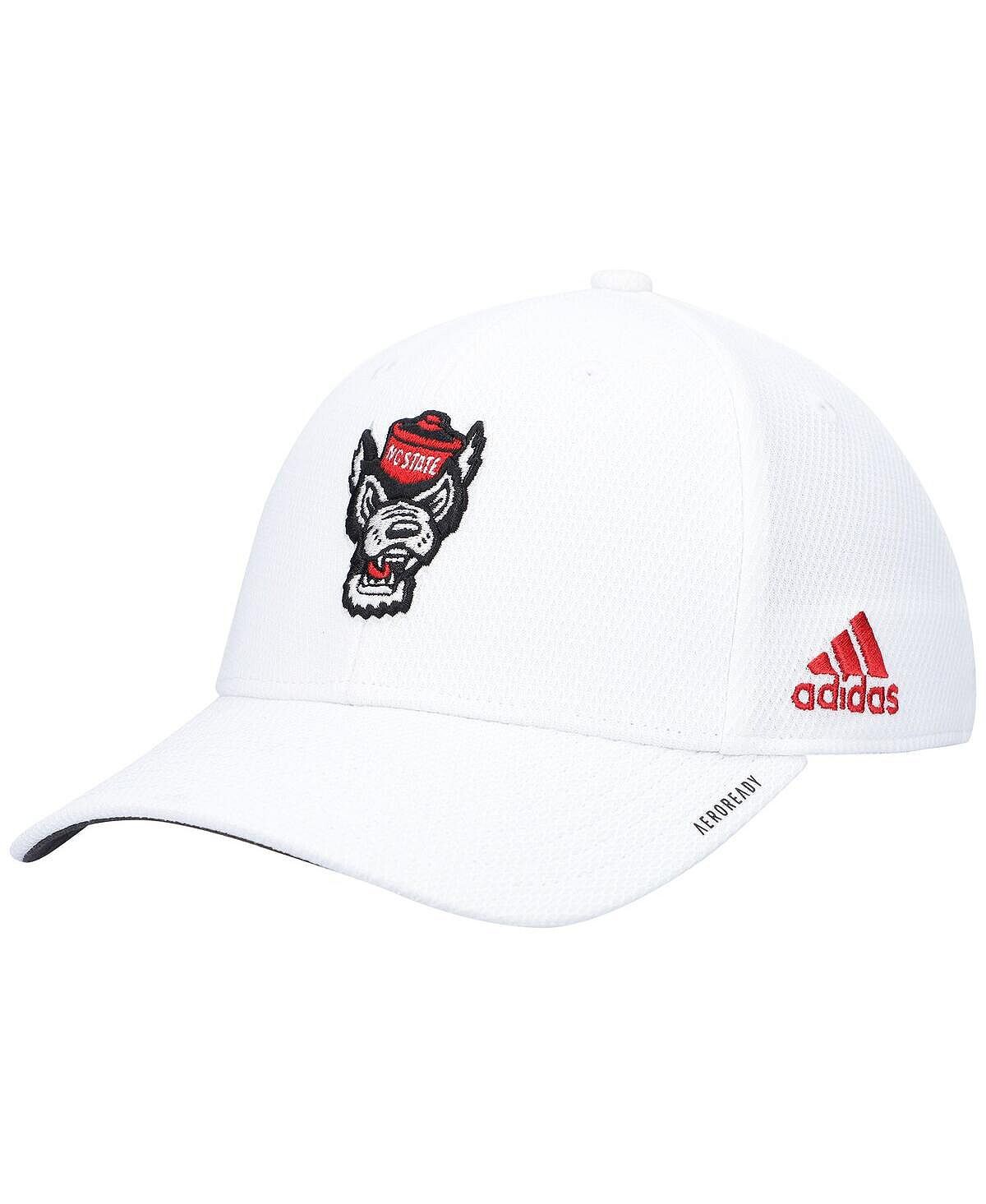 

Мужская белая кепка NC State Wolfpack 2021 Sideline Coaches AEROREADY Flex Hat adidas