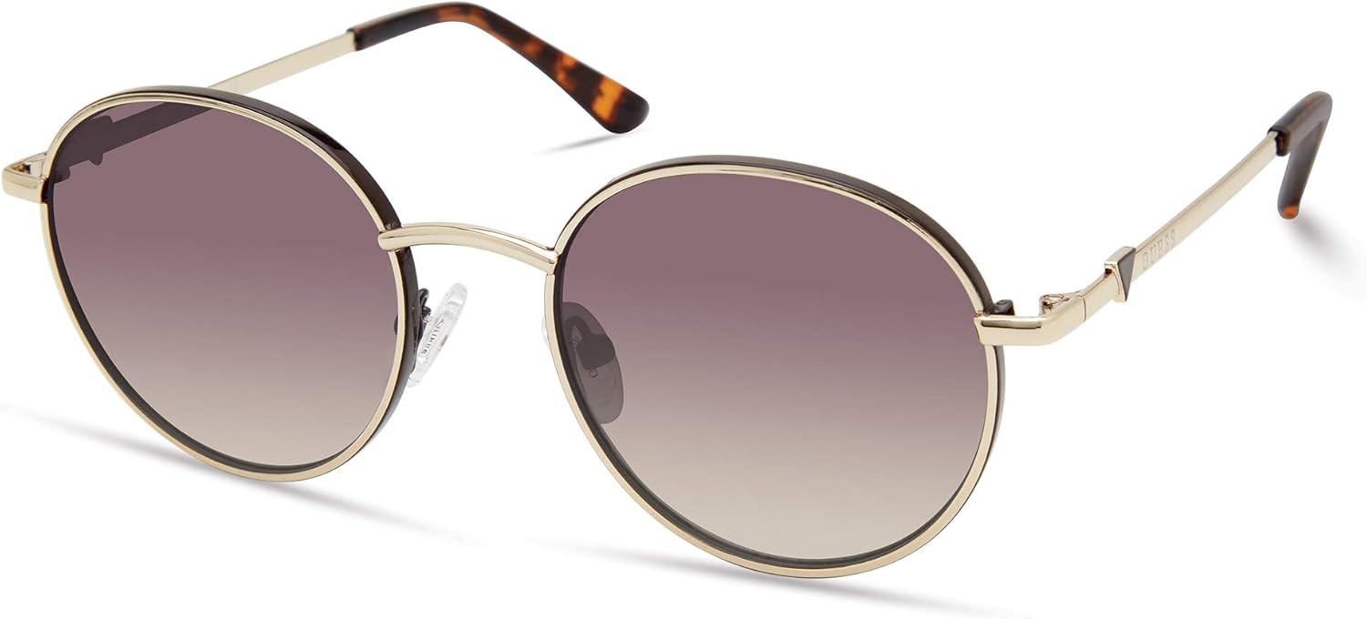 

GUESS женские Classic Round Sunglasses круглые солнцезащитные очки, Gold/Tortoise/Brown Mirror