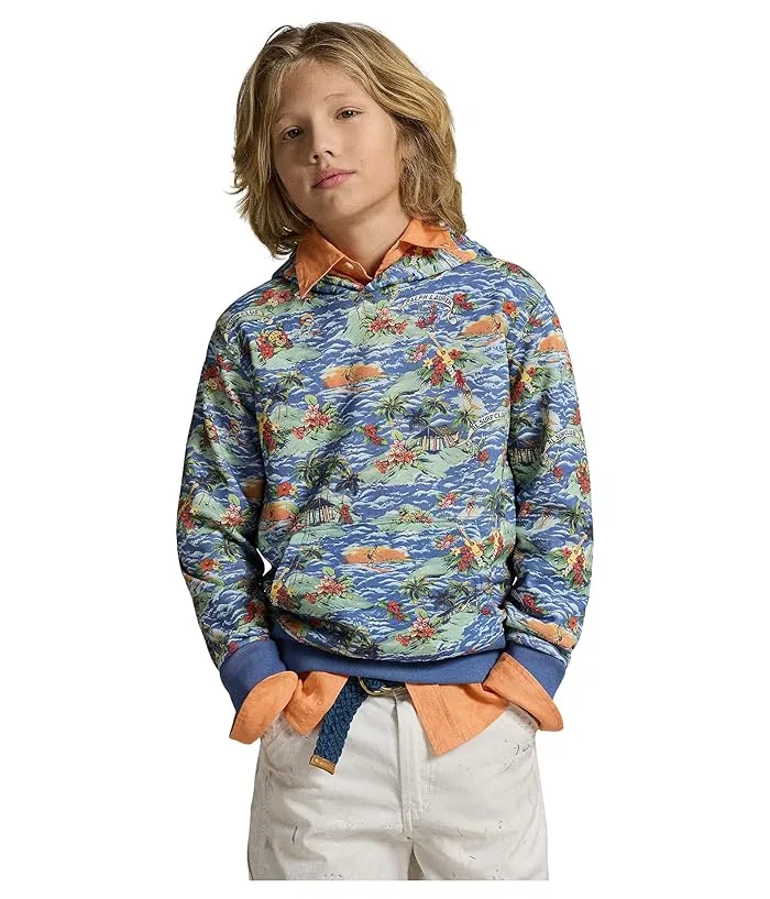 Худи с тропическим принтом French Terry Polo Ralph Lauren Kids, Red Multi — фото 4