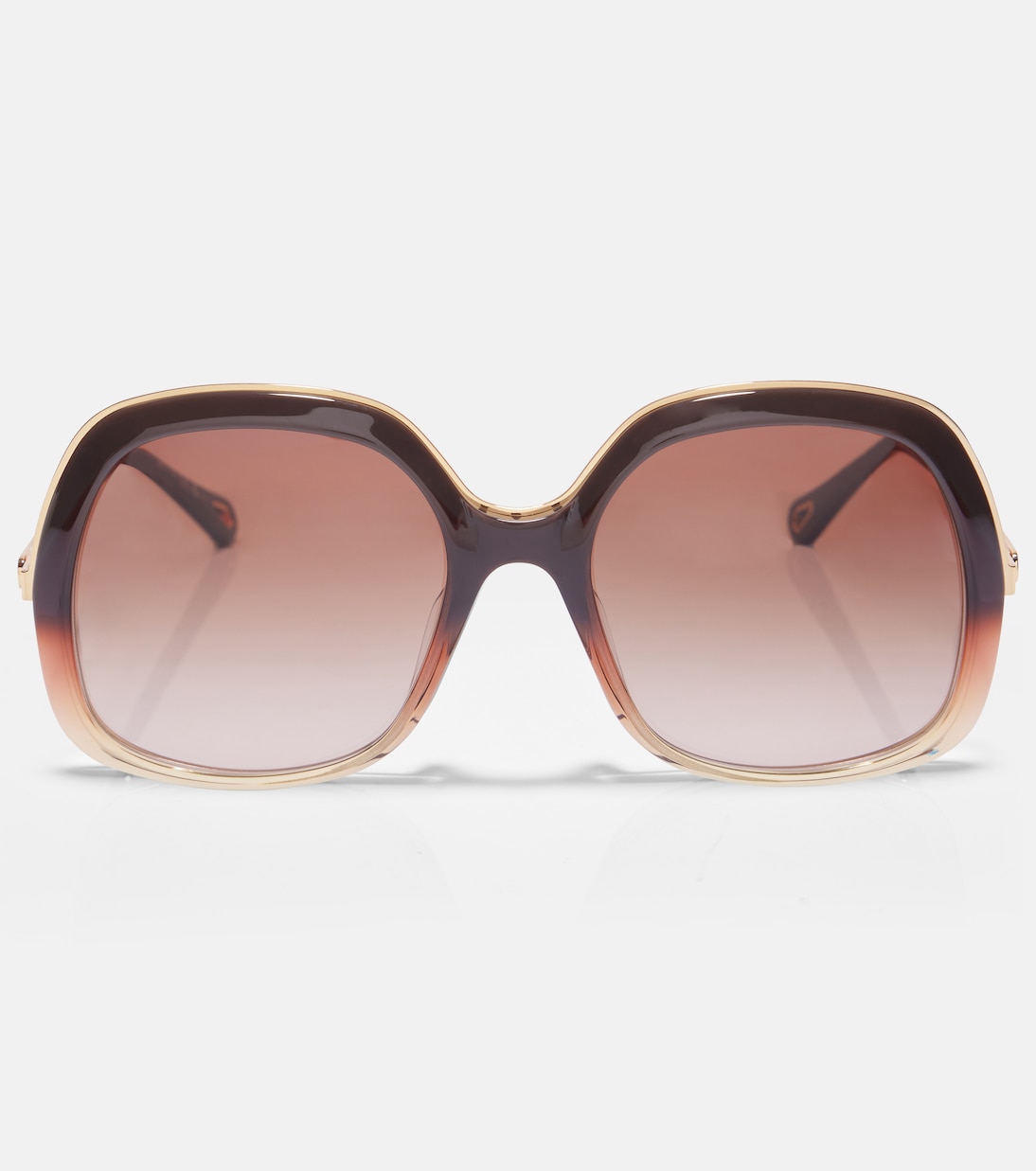 

Квадратные солнцезащитные очки A La Plage Chloé, Brown-Gold-Brown