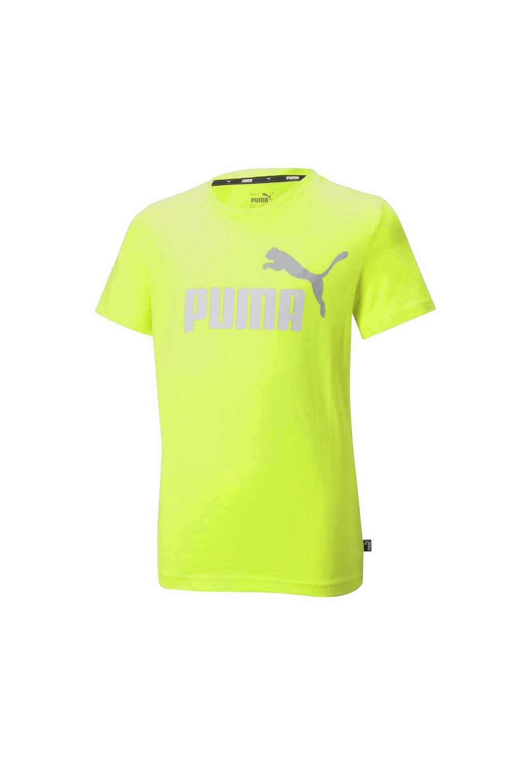 

Футболка для мальчиков — ESS+ 2 Col Logo Tee, круглый вырез, короткий рукав, однотонная PUMA, цвет Gelb Lemon Sherbert